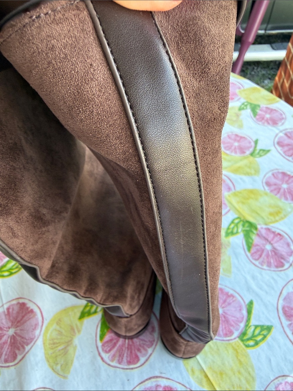 NWT in box Women’s Brown Faux Suede size 7.5 gold tips Knee-High 16.5” tall - Picture 5 of 5
